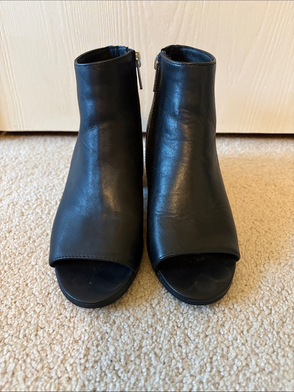 Steve Madden Black Open-Toe Ankle Boots - Women's Stylish Zip Booties